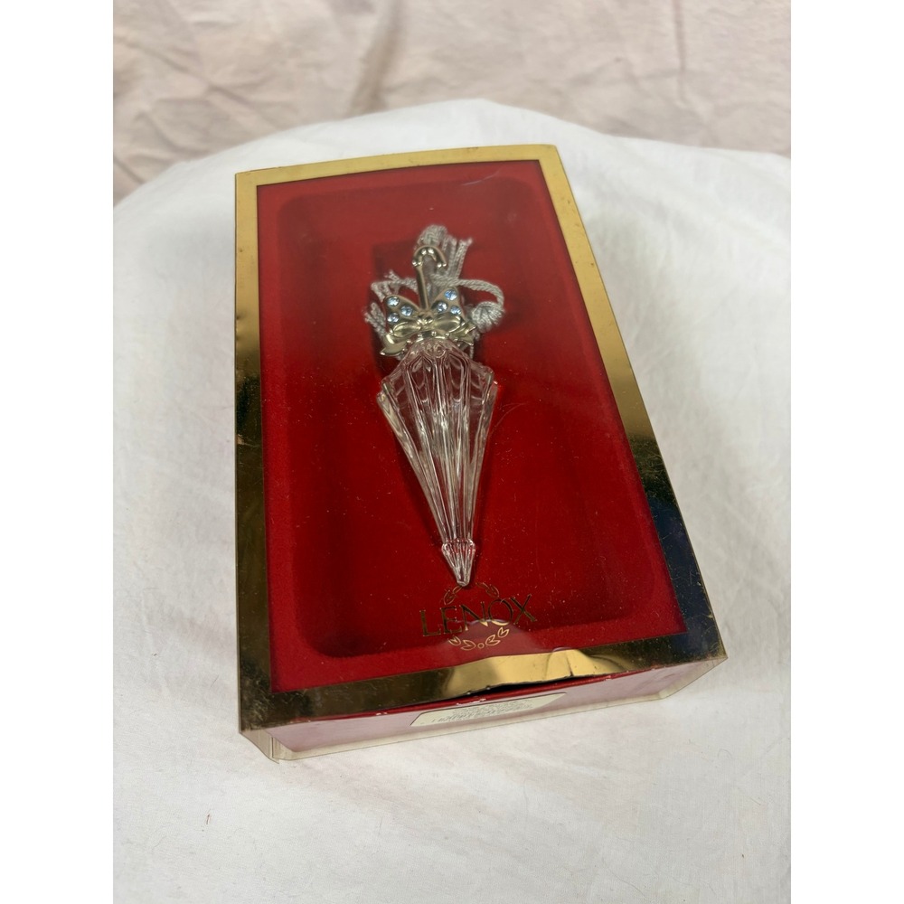 Lenox Pave Jewels Vintage Parasol Crystal Ornament Blue Pave Bow 6118525
